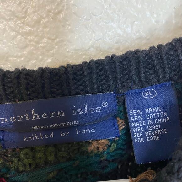 Vintage 90s Signature by Northern Isles Hand Knit Ramie Cotton Sweater Size XL - Picture 3 of 5